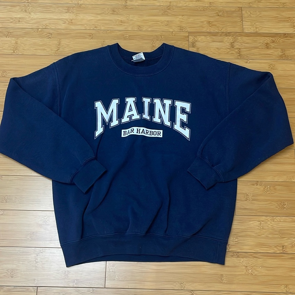 Maine Sweatshirt Bar Harbor Collegiate Crewneck Sweater Unisex sz M
